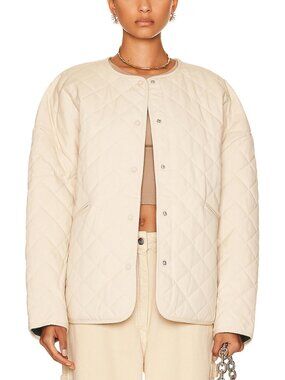 Toteme Light Hay Oversized Quilted Cotton Canvas Jacket